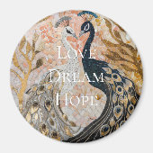 ピーコックピかわいらしンク金ゴールドクリスマス マグネット (正面)