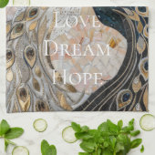 ピーコックピかわいらしンク金ゴールドグラム キッチンタオル (折り畳み)