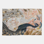 ピーコックピかわいらしンク金ゴールドグラム キッチンタオル (横)