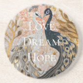 ピーコックピかわいらしンク金ゴールドグラム コースター (正面)