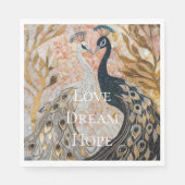 ピーコックピかわいらしンク金ゴールドグラム スタンダードランチョンナプキン (正面)