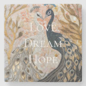 ピーコックピかわいらしンク金ゴールドグラム ストーンコースター (正面)