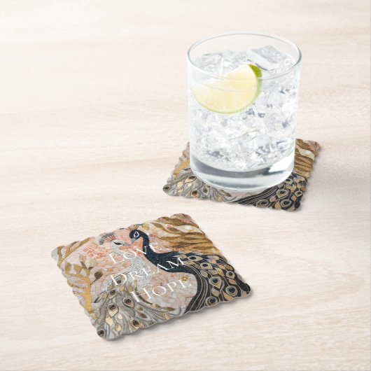 ピーコックピかわいらしンク金ゴールドグラム ペーパーコースター (インサイチュ)