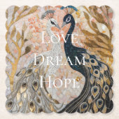 ピーコックピかわいらしンク金ゴールドグラム ペーパーコースター (正面)