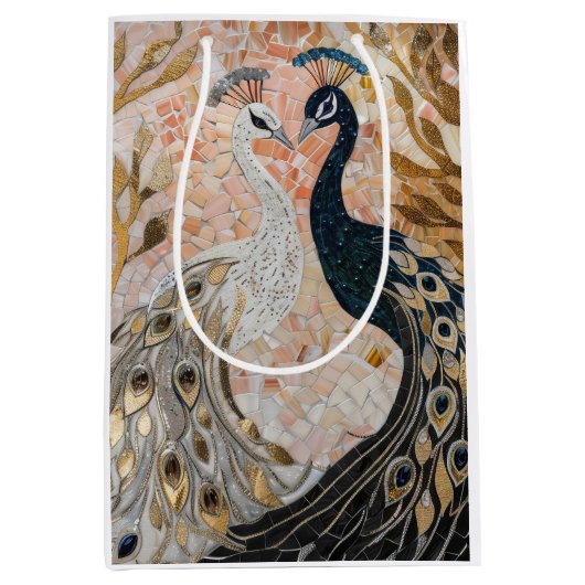 ピーコックピかわいらしンク金ゴールドグラム ミディアムペーパーバッグ (正面)