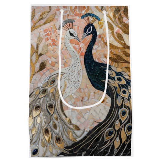 ピーコックピかわいらしンク金ゴールドグラム ミディアムペーパーバッグ (裏面)