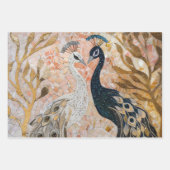 ピーコックピかわいらしンク金ゴールドグラム ラッピングペーパーシート (正面)