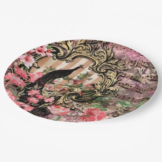 ピーコックピフランスのンクの結婚供給紙プレート ペーパープレート (アングル)