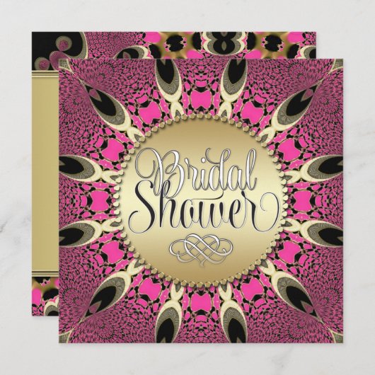 ピーコックピンクファンキーブライダルシャワーパーティの招待状 招待状 (正面/裏面)