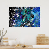 ピーコックピーコックフェザーフラワーガーデン ポスター (キッチン)