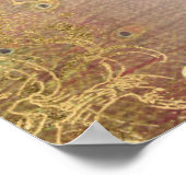 ピーコックピーニーフローラピンク金ゴールドブライダルシャワー茶 ポスター (角)