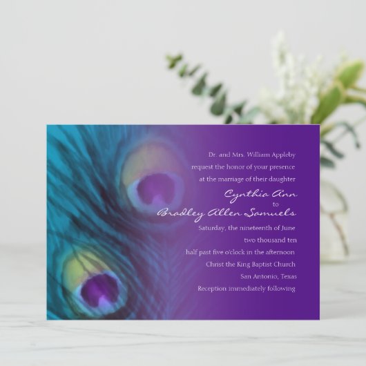 ピーコックファンタジーパープル結婚式招待状 招待状 (スタンド正面)