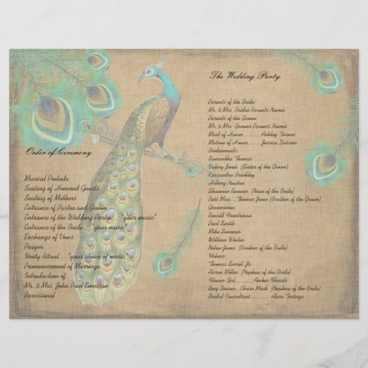 ピーコックフィザーズウェディングプログラム　焦げたエッジ (裏面)