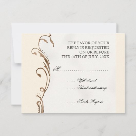 ピーコックフィザー n スワールズ - 結婚式招待状 出欠カード (正面)