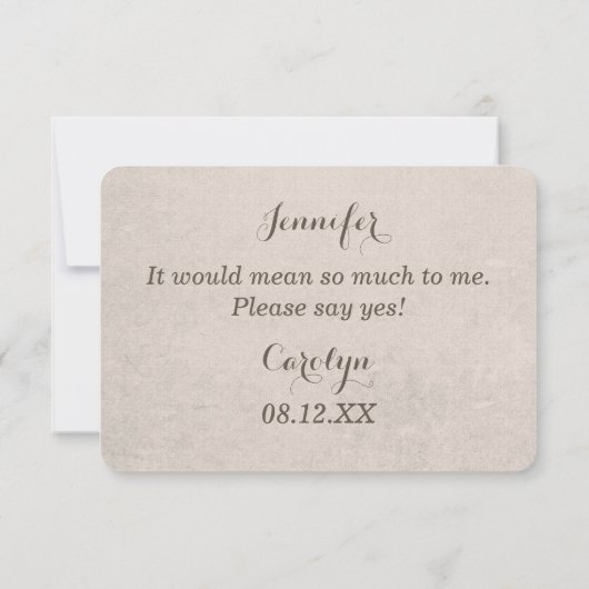 ピーコックフェザーが私の花嫁の付き添いになる 招待状 (裏面)