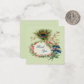 ピーコックフェザーとヴィンテージフラワーありがとう ノートカード (正面/裏面インサイチュ)