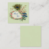 ピーコックフェザーとヴィンテージフラワーありがとう ノートカード (正面/裏面)