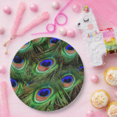 ピーコックフェザーアニマルプリントティール(緑がかった色)グリーン ペーパープレート (パーティー)