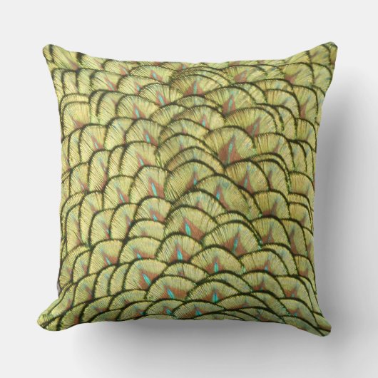 ピーコックフェザーイエローパターン装飾用クッション クッション (正面)