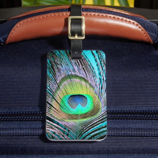 ピーコックフェザーオンターコイズ ラゲッジタグ (正面インサイチュ2)