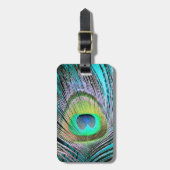 ピーコックフェザーオンターコイズ ラゲッジタグ (正面縦)