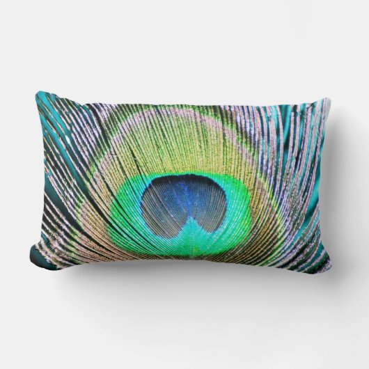 ピーコックフェザーオンターコイズ ランバークッション (正面)