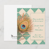 ピーコックフェザーオンティール（緑がかった色）モロッコタイル セーブザデート (正面/裏面)