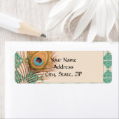 ピーコックフェザーオンティール（緑がかった色）モロッコタイル ラベル (インサイチュ)