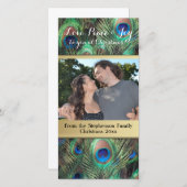 ピーコックフェザークリスマスラブピースホワイズホリデー シーズンカード (正面/裏面)