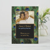 ピーコックフェザーグリーン – フォト結婚式招待状 招待状 (スタンド正面)