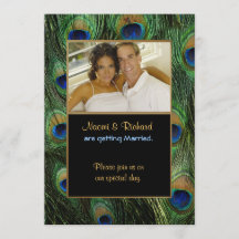 ピーコックフェザーグリーン – フォト結婚式招待状