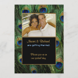 ピーコックフェザーグリーン – フォト結婚式招待状 招待状