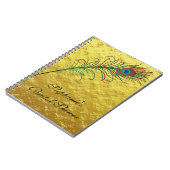 ピーコックフェザーゴールドフォイルブライダルシャワー結婚ズ ノートブック (左側)