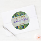 ピーコックフェザーサンキュー結婚式用シール ラウンドシール (封筒)