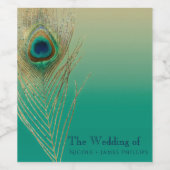 ピーコックフェザーサンドとティール（緑がかった色）ボホワインラベル ワインラベル (シングルラベル)