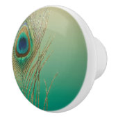 ピーコックフェザーサンドアンドティール（緑がかった色）ボホグラムエレガント セラミックノブ (右)