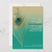 ピーコックフェザーサンドティール(緑がかった色)ボホグラム招待状 招待状 (正面)