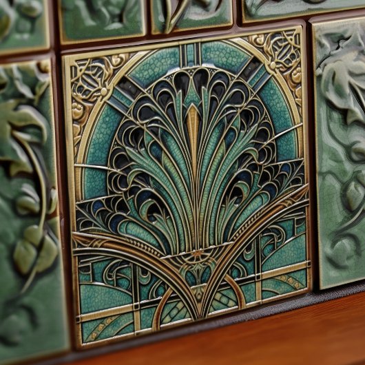 ピーコックフェザーシンボルスベルエポックアールデコ タイル