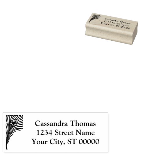 ピーコックフェザースケッチ名差出人住所 ラバースタンプ (押印)