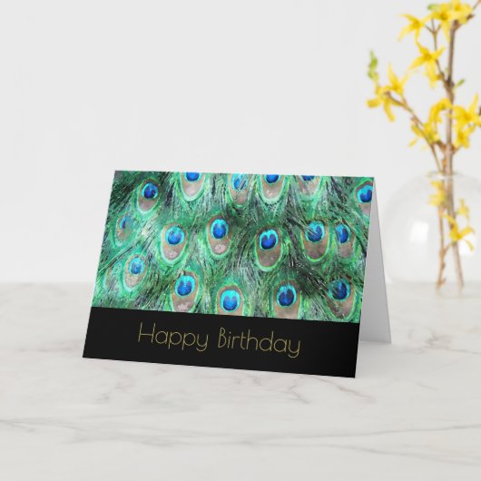 ピーコックフェザーズエキゾチック野生水カラー誕生日 カード (黄色い花)