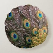 ピーコックフェザーズエメラルドグリーンと金ゴールド ラウンドクッション (裏面)