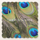 ピーコックフェザーズカウアイハワイ ペーパーコースター (正面)