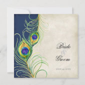 ピーコックフェザーズネイビーブルー結婚式招待状 招待状 (裏面)