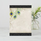 ピーコックフェザーズブラックダマスク空白のデザイン 招待状 (スタンド正面)