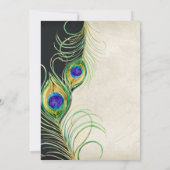 ピーコックフェザーズブラックダマスク空白のデザイン 招待状 (裏面)