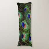 ピーコックフェザーズブルーティール(緑がかった色)写真アクセントピル ボディピロー (正面縦)