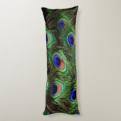 ピーコックフェザーズブルーティール(緑がかった色)写真アクセントピル ボディピロー (裏面 (縦))
