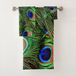 ピーコックフェザーズブルーティール（緑がかった色）写真 バスタオルセット