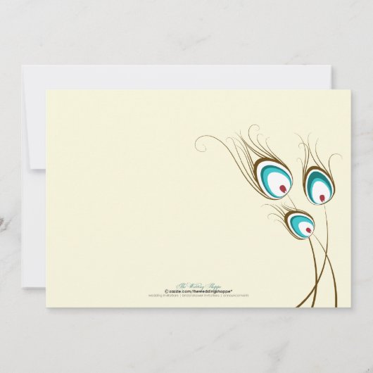 ピーコックフェザーズ結婚式招待状（アクア） 招待状 (裏面)