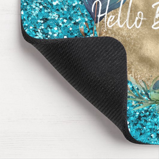 ピーコックフェザーターコイズブルーグリッター マウスパッド (コーナー)